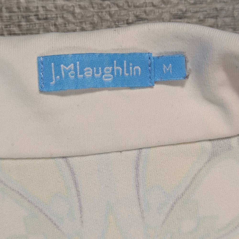 J McLaughlin Women's Bedford Yellow Green Blue Geometric Print 1/4 Zip Top Sz M - Picture 4 of 10